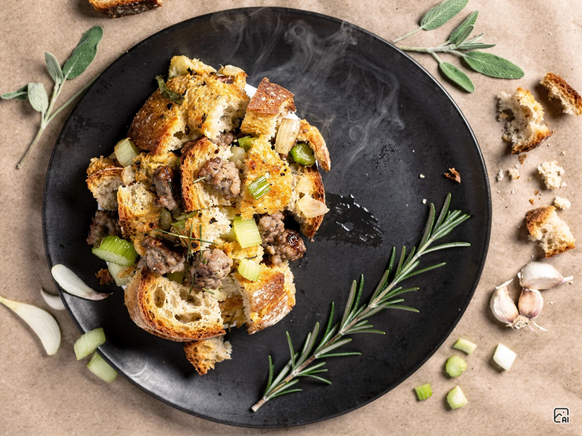 Crispy Golden Stuffing with Custardy Center